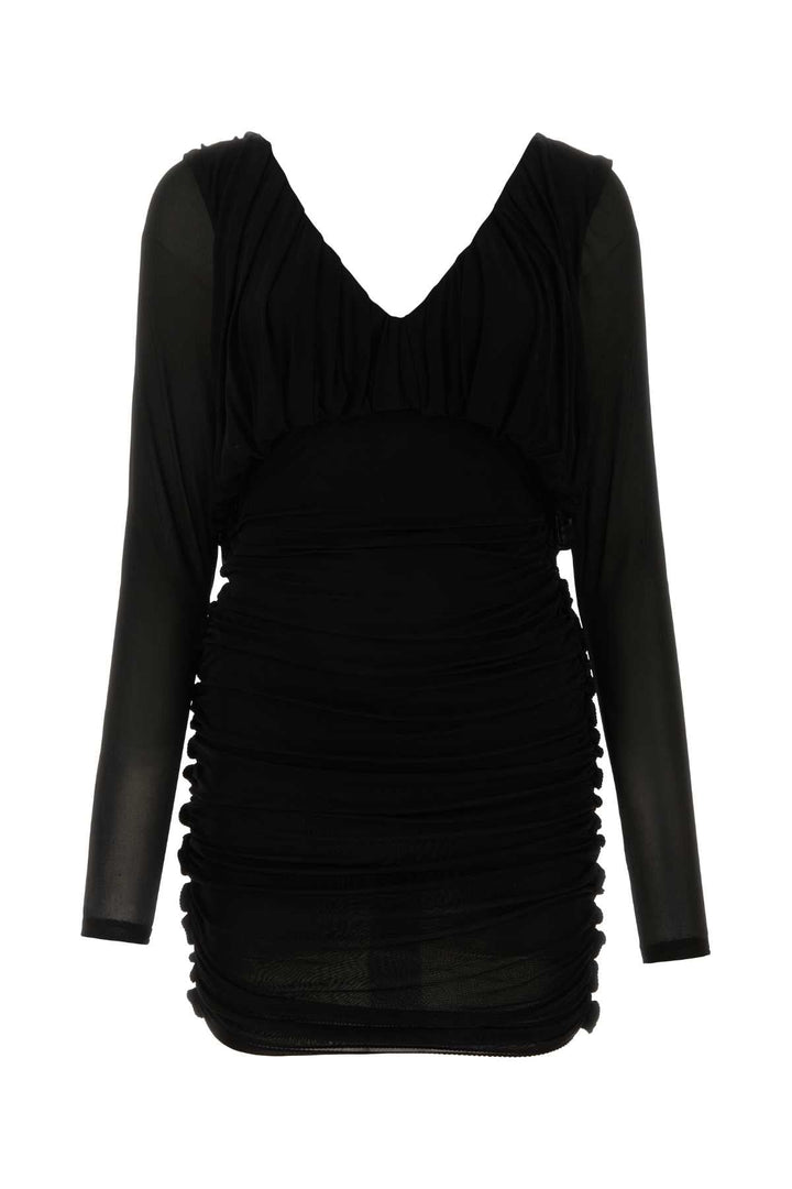 Saint Laurent Women Black Cupro Mini Dress