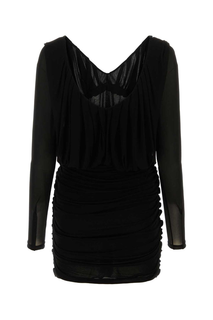 Saint Laurent Women Black Cupro Mini Dress