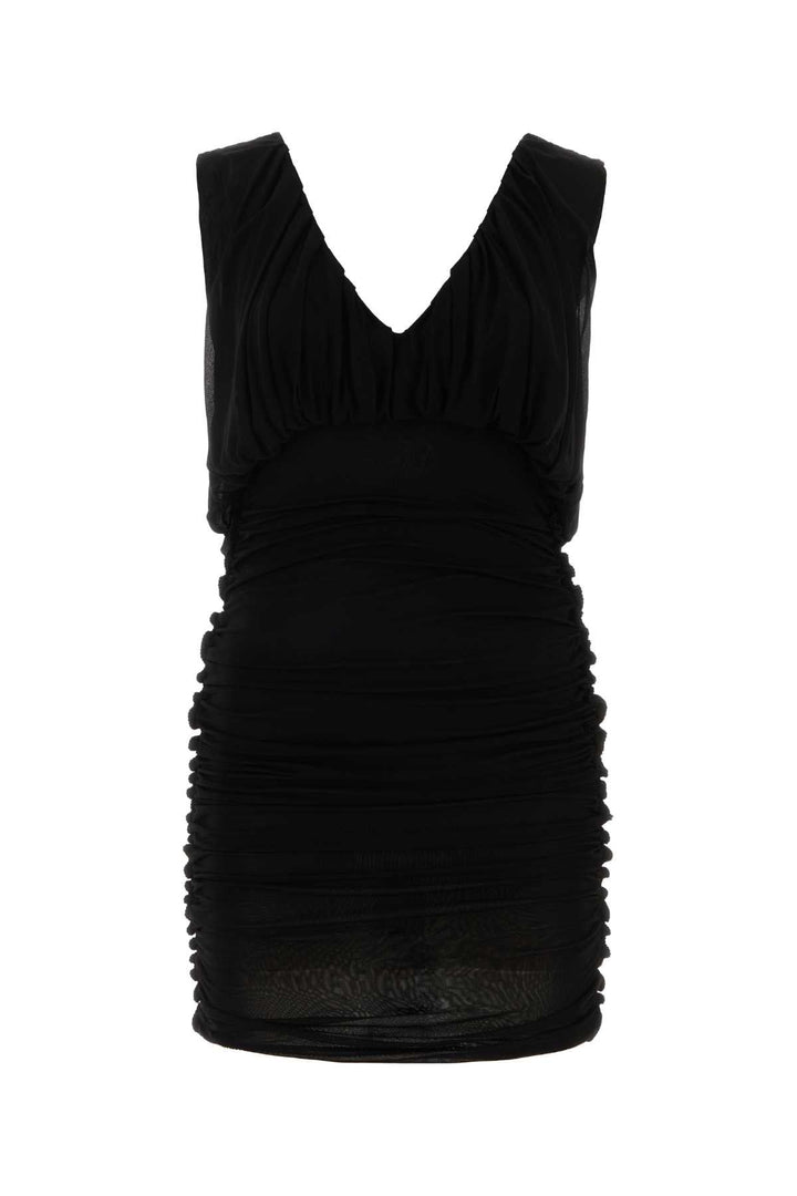 Saint Laurent Women Black Cupro Mini Dress