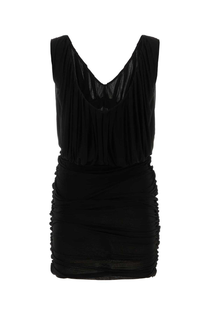 Saint Laurent Women Black Cupro Mini Dress