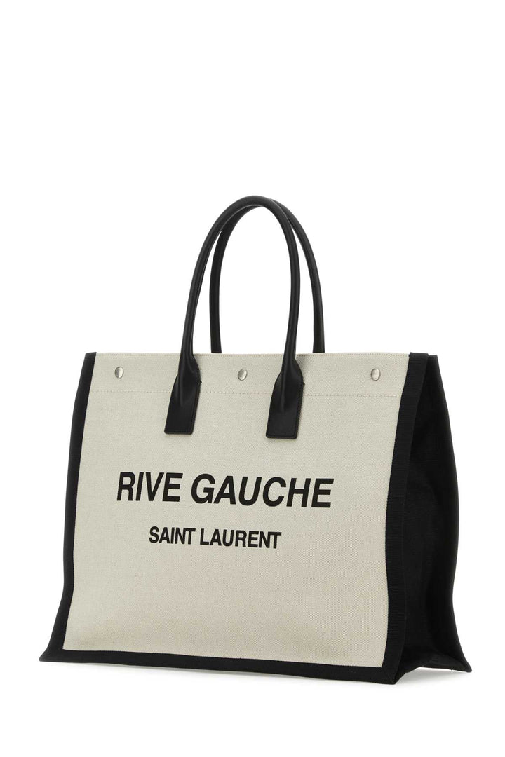 Saint Laurent Men Sand Canvas Large Rive Gauche Shopping Bag