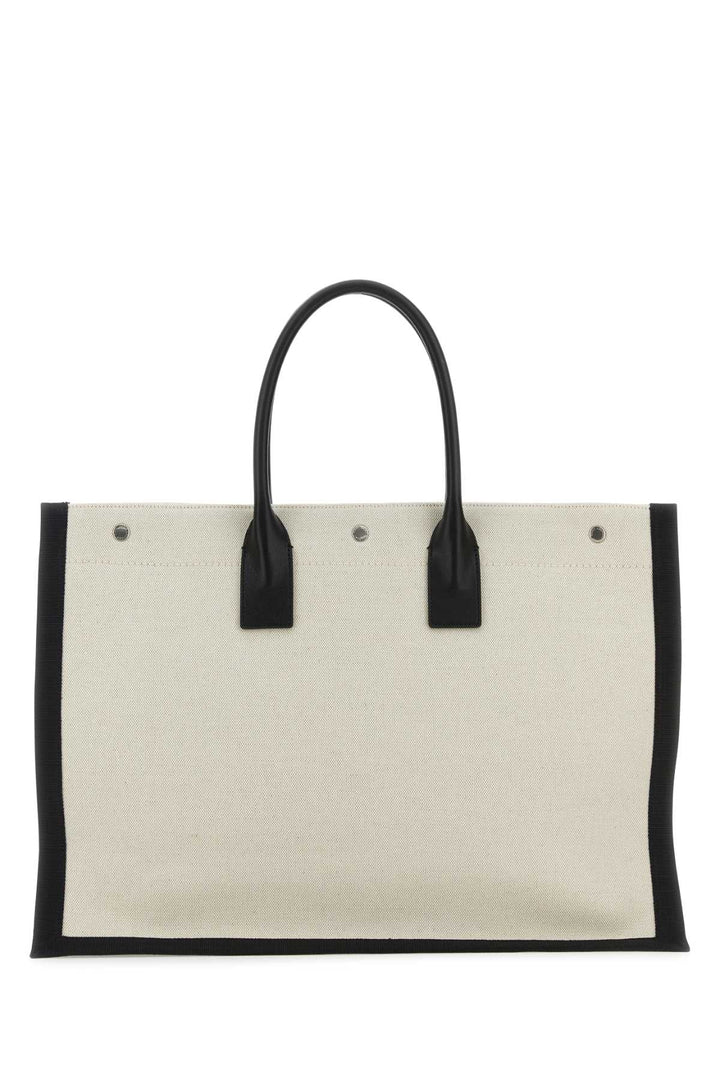 Saint Laurent Men Sand Canvas Large Rive Gauche Shopping Bag
