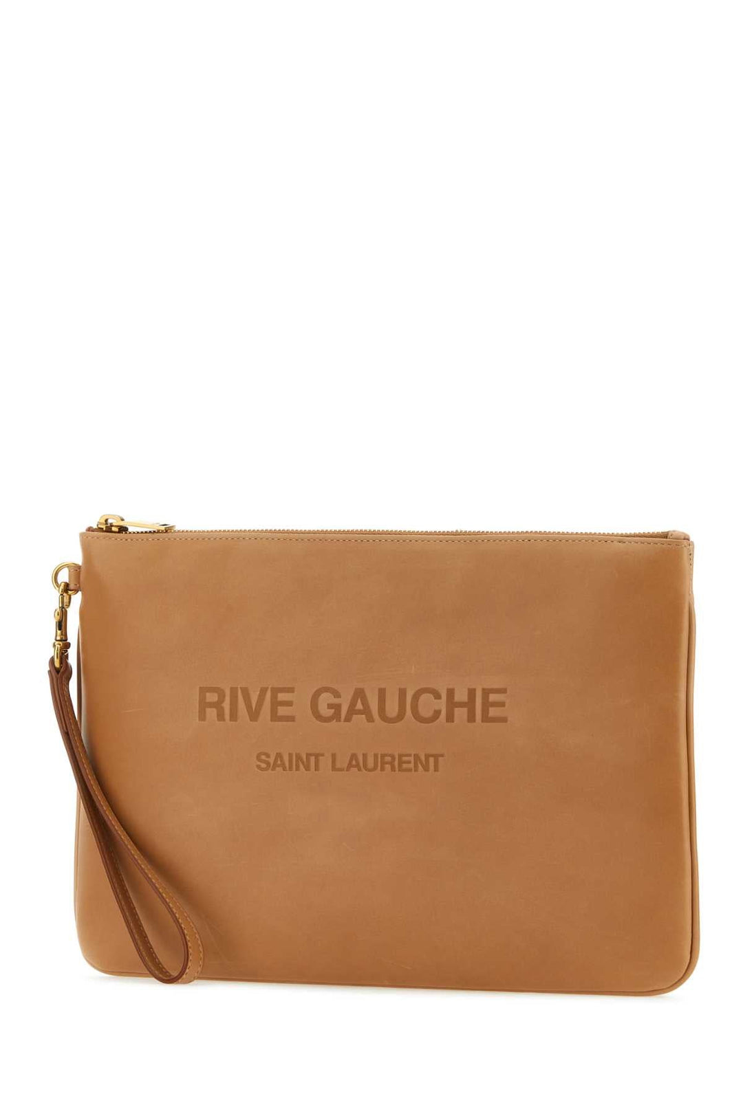 Saint Laurent Men Camel Leather Clutch