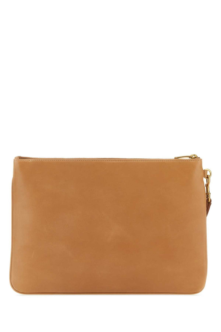Saint Laurent Men Camel Leather Clutch