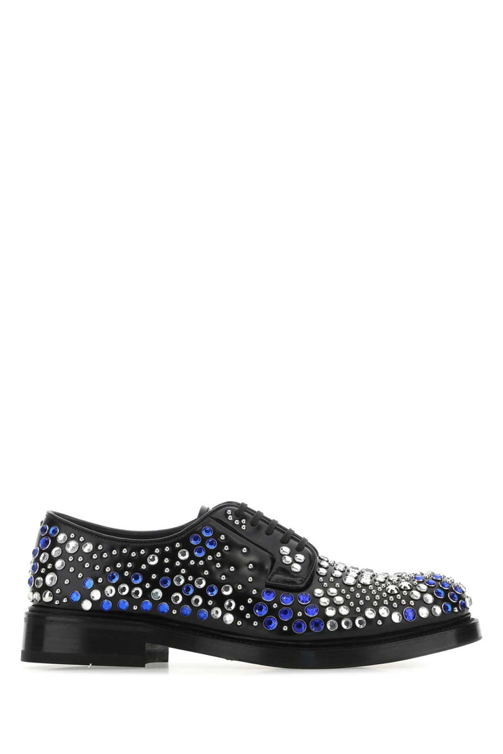 Prada Men Embellished Leather Lace-Up Shoes