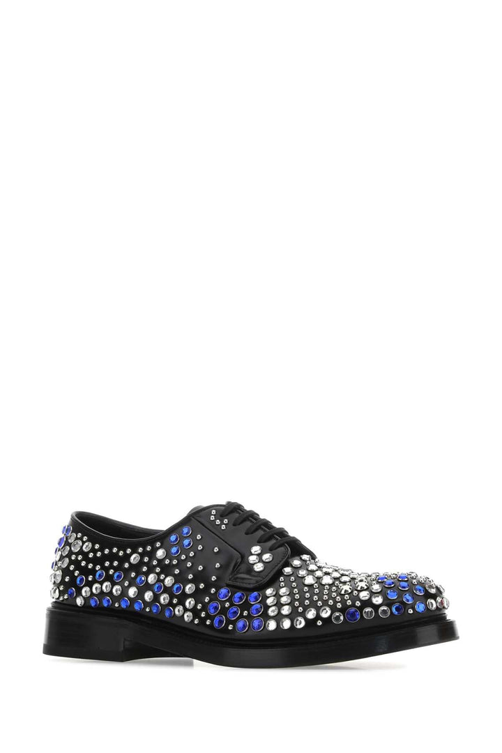 Prada Men Embellished Leather Lace-Up Shoes