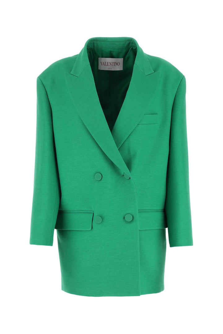 Valentino Garavani Women Green Crepe Couture Oversize Blazer