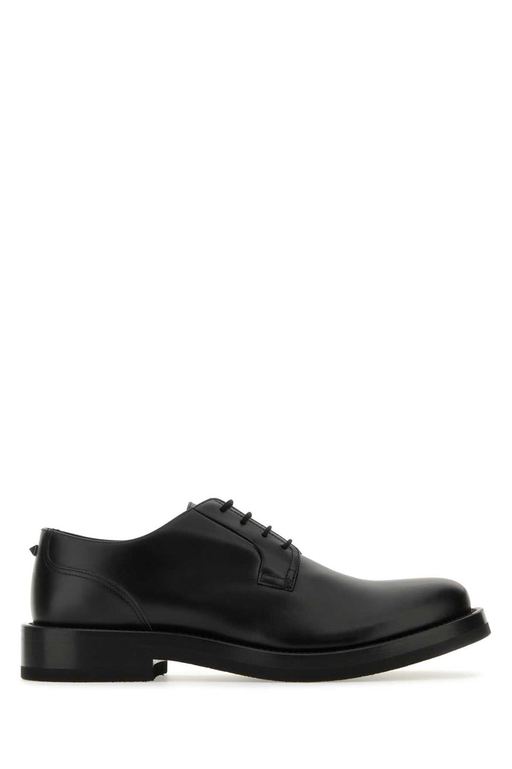 Valentino Garavani Men Black Leather Lace-Up Shoes