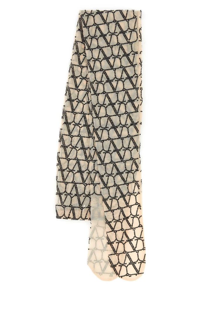Valentino Garavani Women Embroidered Toile Iconographe Tulle Strass Jersey Collant