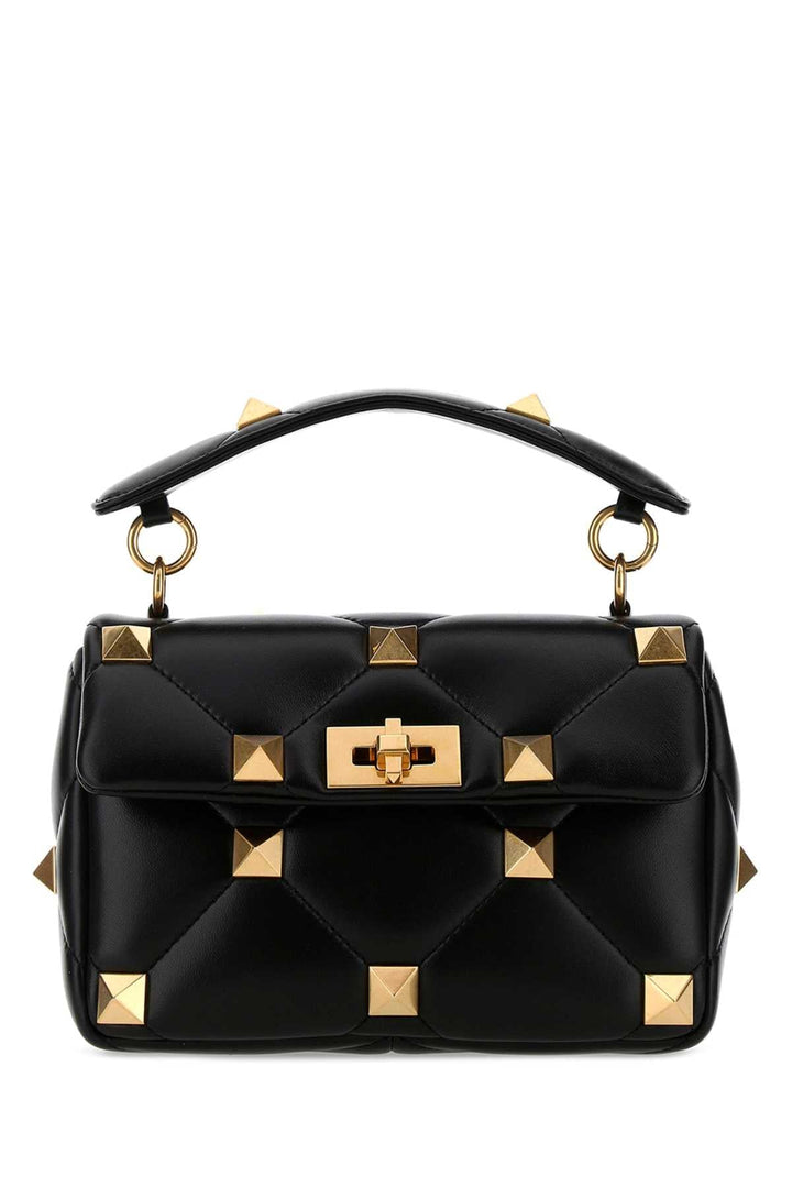 Valentino Garavani Women Black Nappa Leather Medium Roman Stud Handbag