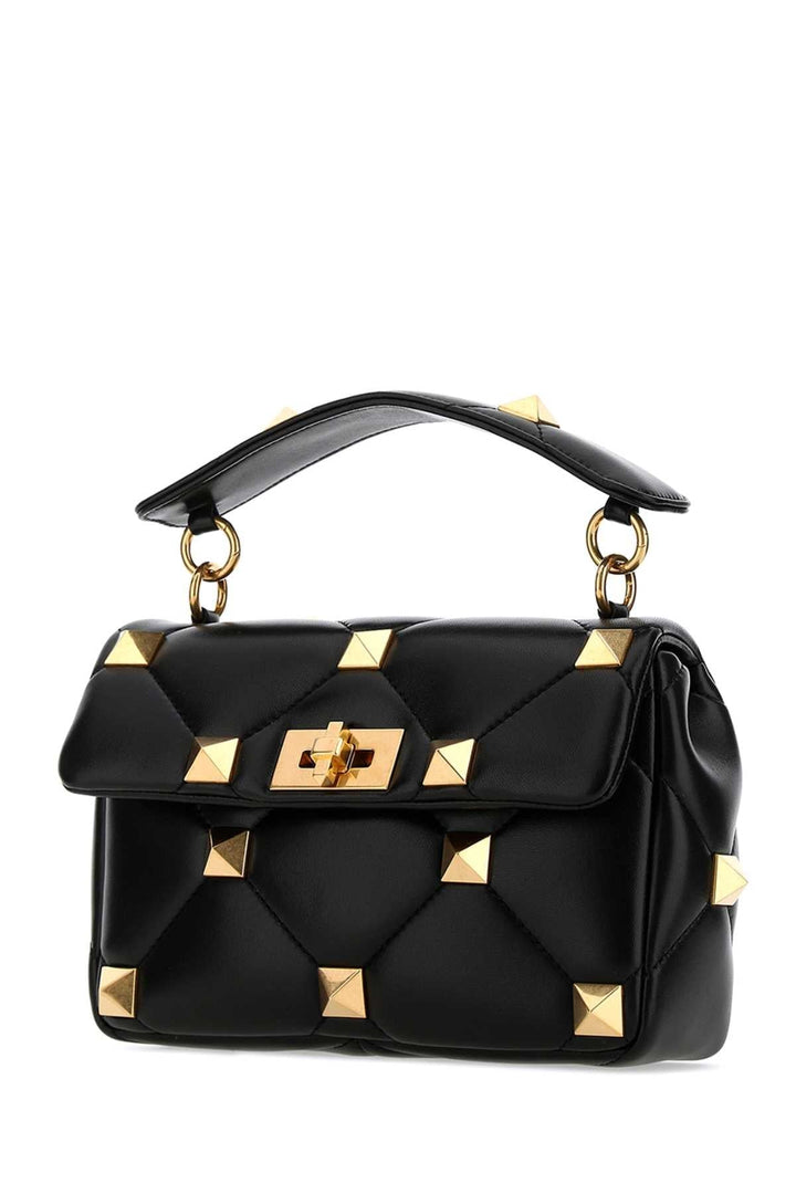 Valentino Garavani Women Black Nappa Leather Medium Roman Stud Handbag