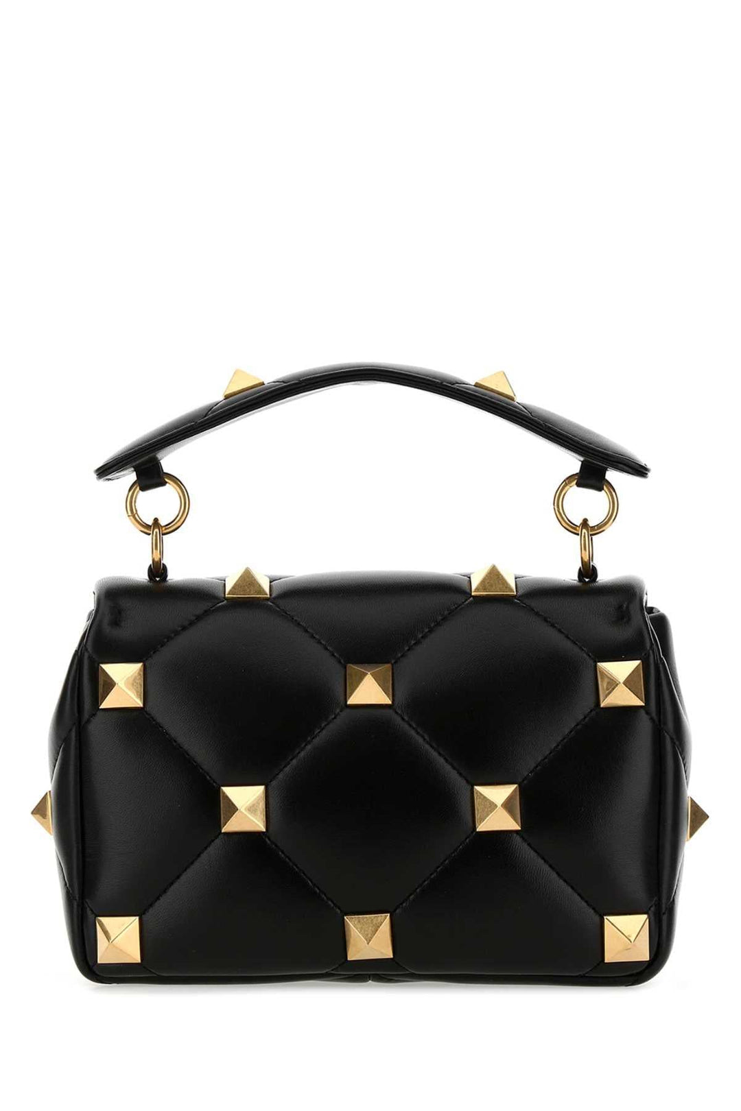 Valentino Garavani Women Black Nappa Leather Medium Roman Stud Handbag