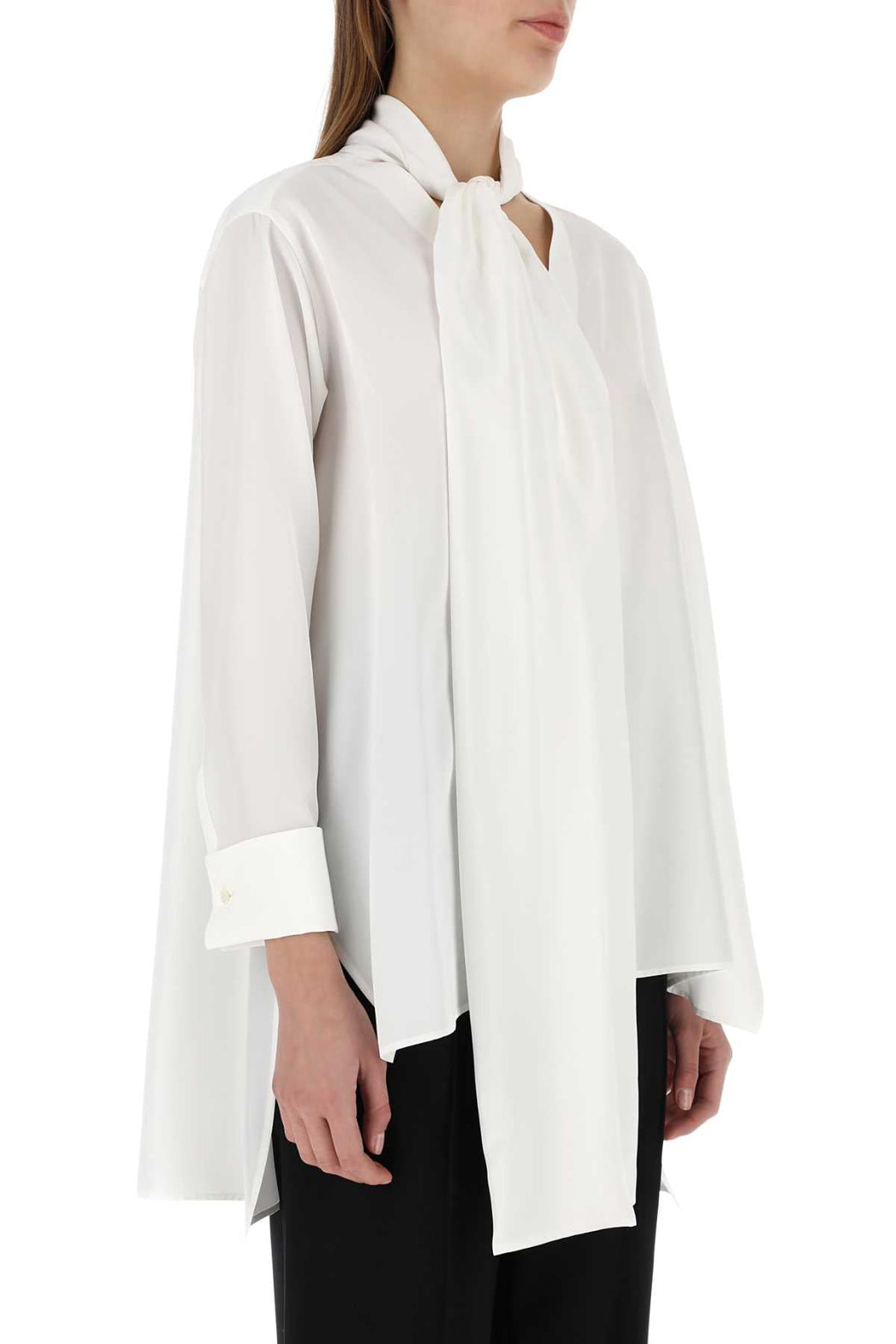 Loewe Women Ivory Crepe Oversize Blouse