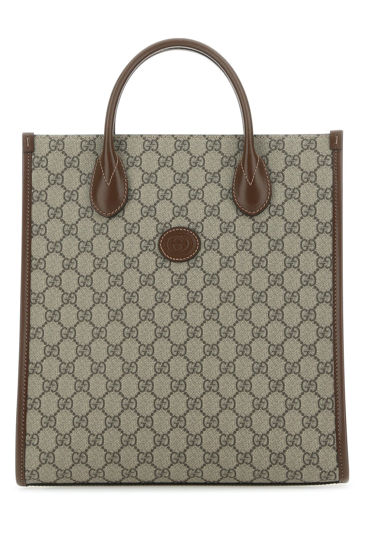 Gucci Men Gg Supreme Fabric And Leather Handbag