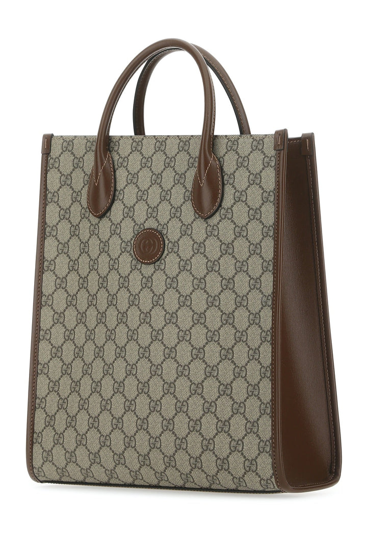 Gucci Men Gg Supreme Fabric And Leather Handbag