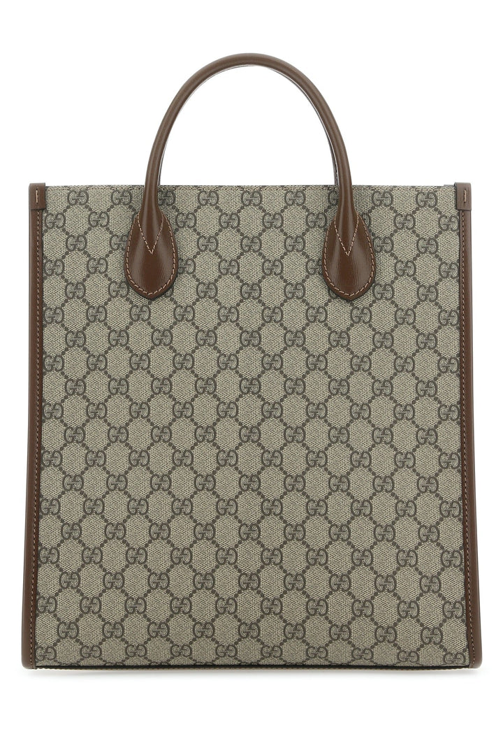 Gucci Men Gg Supreme Fabric And Leather Handbag