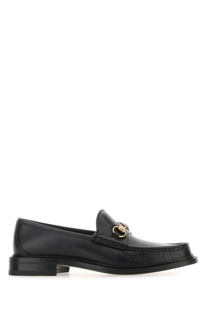 Gucci Men Black Leather Loafers