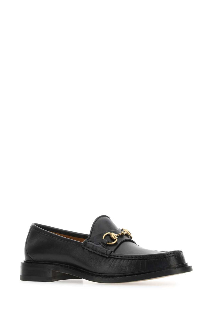 Gucci Men Black Leather Loafers