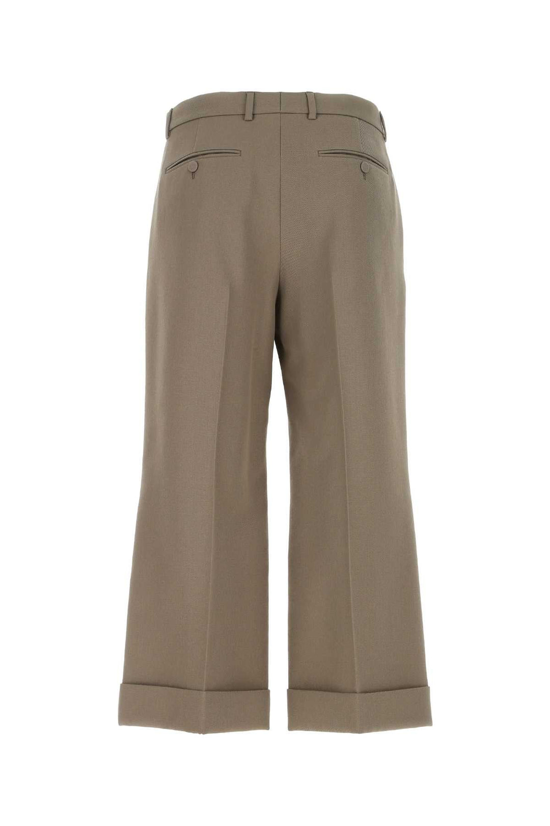 Gucci Men Mud Wool Cropped Cut Pant