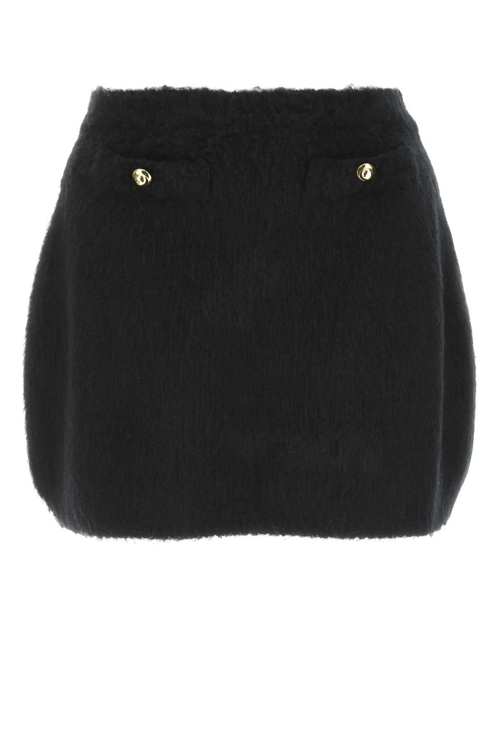 Miu Miu Women Black Stretch Wool Blend Mini Skirt