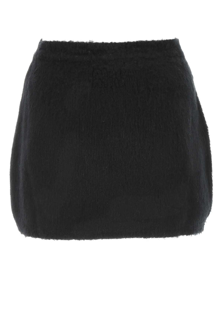 Miu Miu Women Black Stretch Wool Blend Mini Skirt