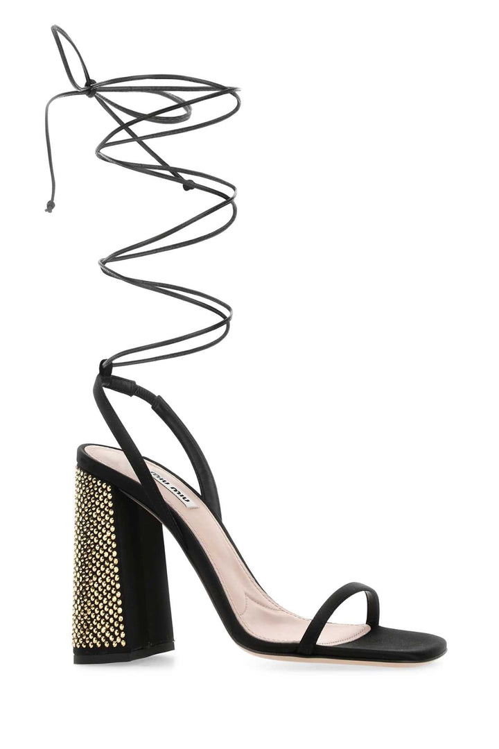 Miu Miu Women Black Satin Sandals
