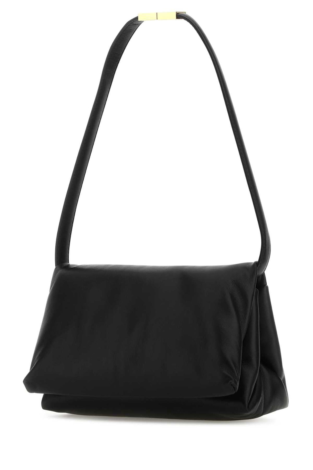 Black shoulder bag on a white background