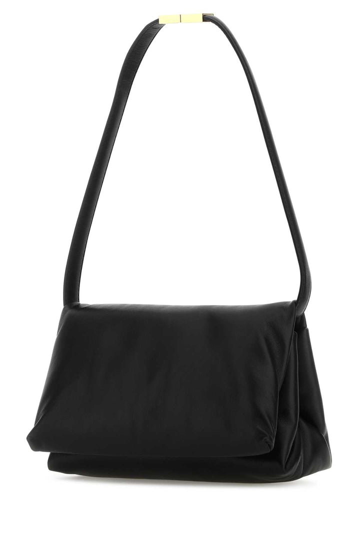 Black shoulder bag on a white background