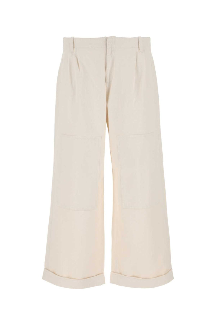 Etro Men Melange Ivory Stretch Cotton Wide-Leg Pant