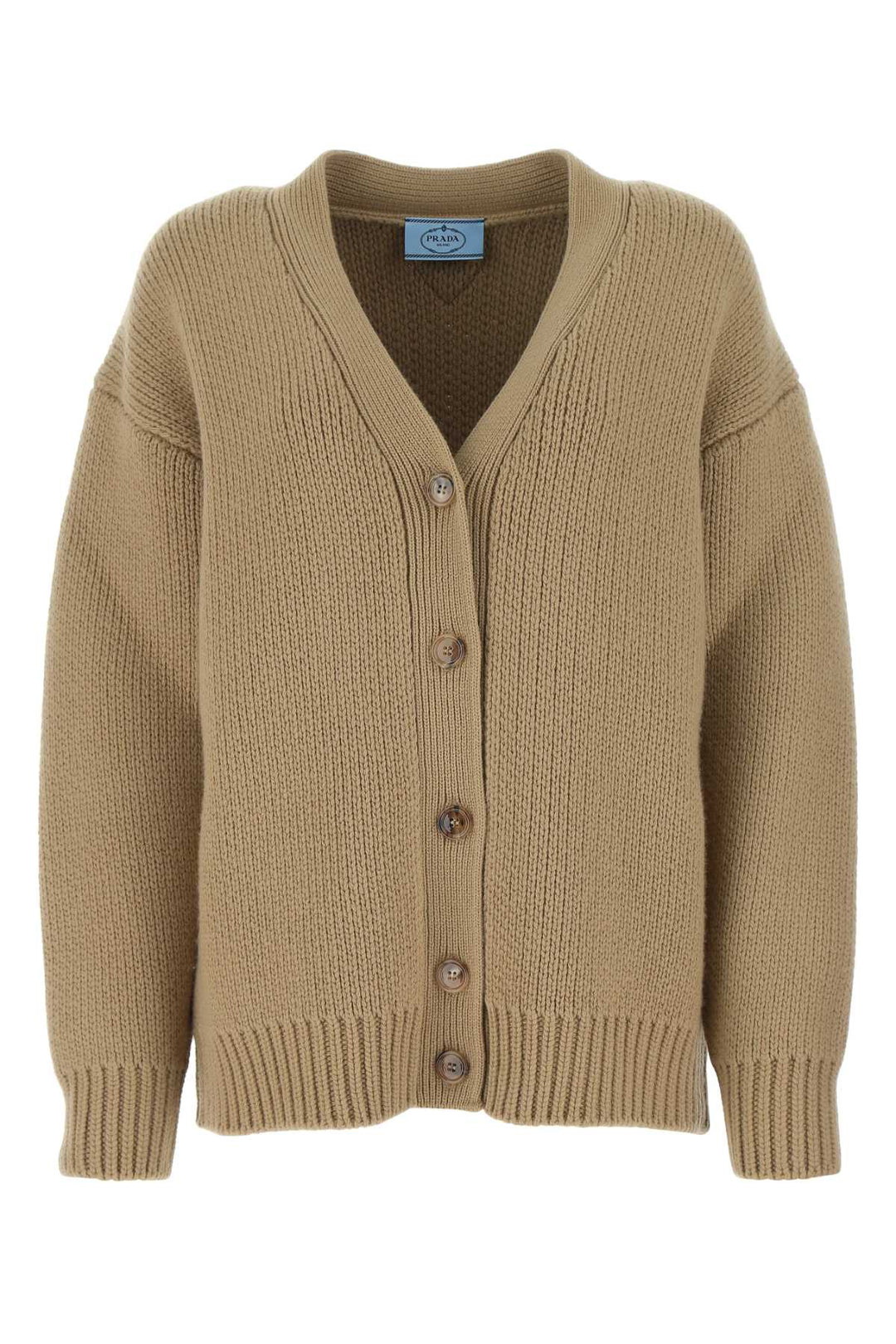 Prada Women Cappuccino Wool Blend Oversize Cardigan