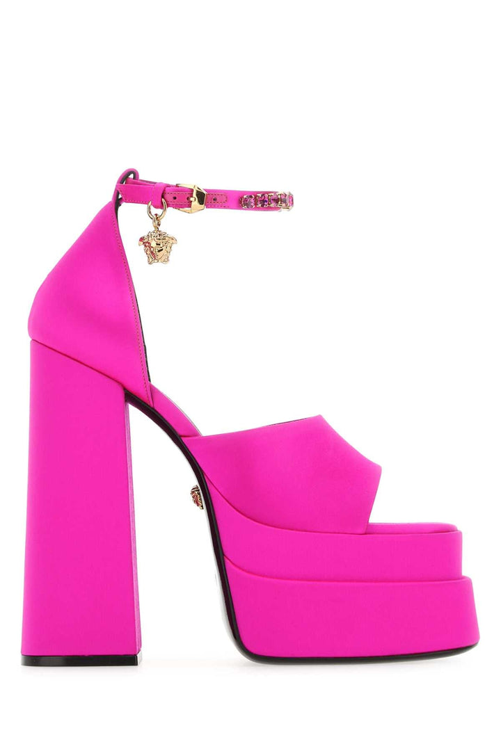 Versace Women Fuchsia Satin Medusa Aevitas Sandals