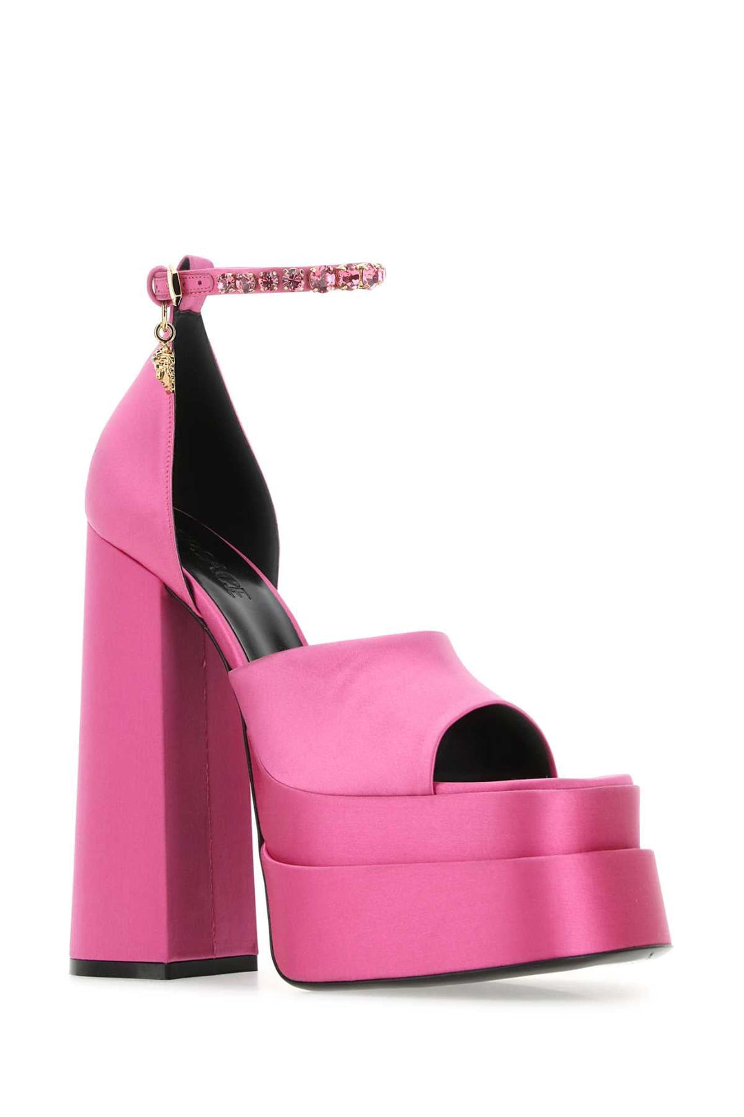 Versace Women Fuchsia Satin Medusa Aevitas Sandals