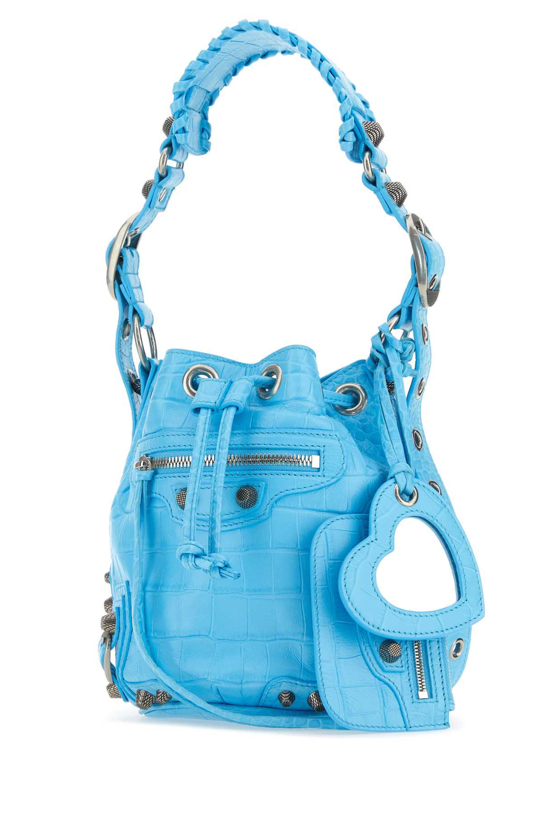Balenciaga Women Light-Blue Leather Le Cagole Xs Bucket Bag
