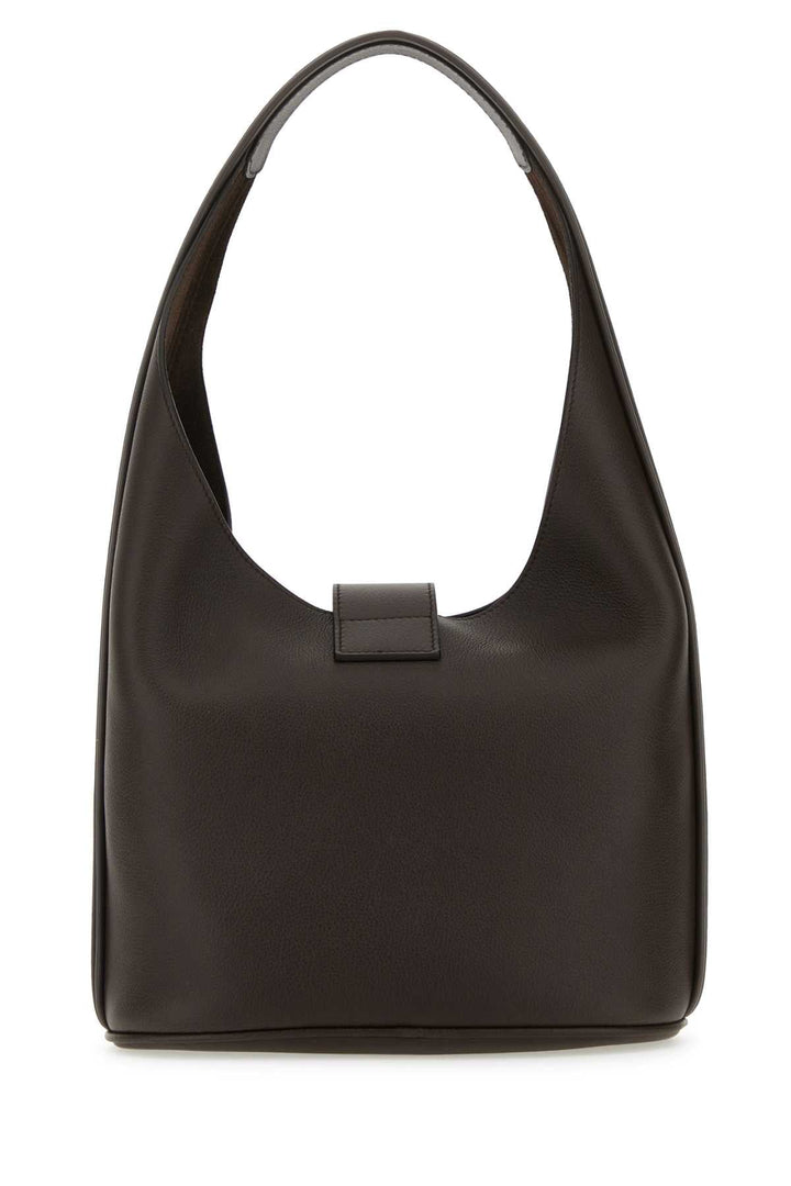 Salvatore Ferragamo Women Dark Brown Leather Medium Hobo Handbag
