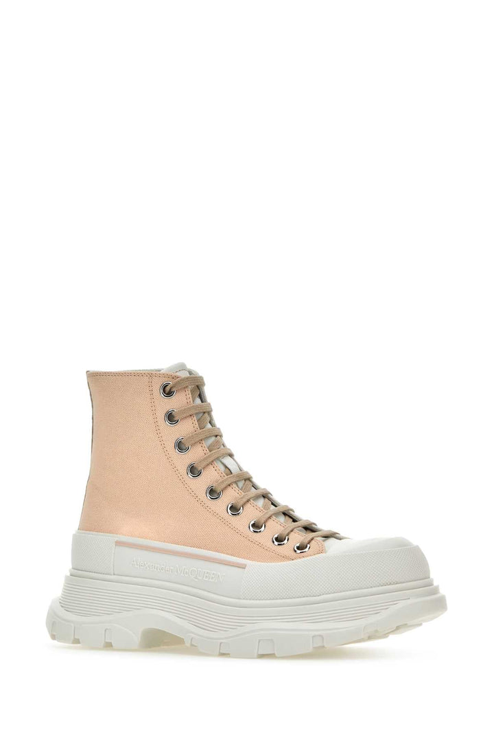 Alexander Mcqueen Women Skin Pink Canvas Tread Slick Sneakers