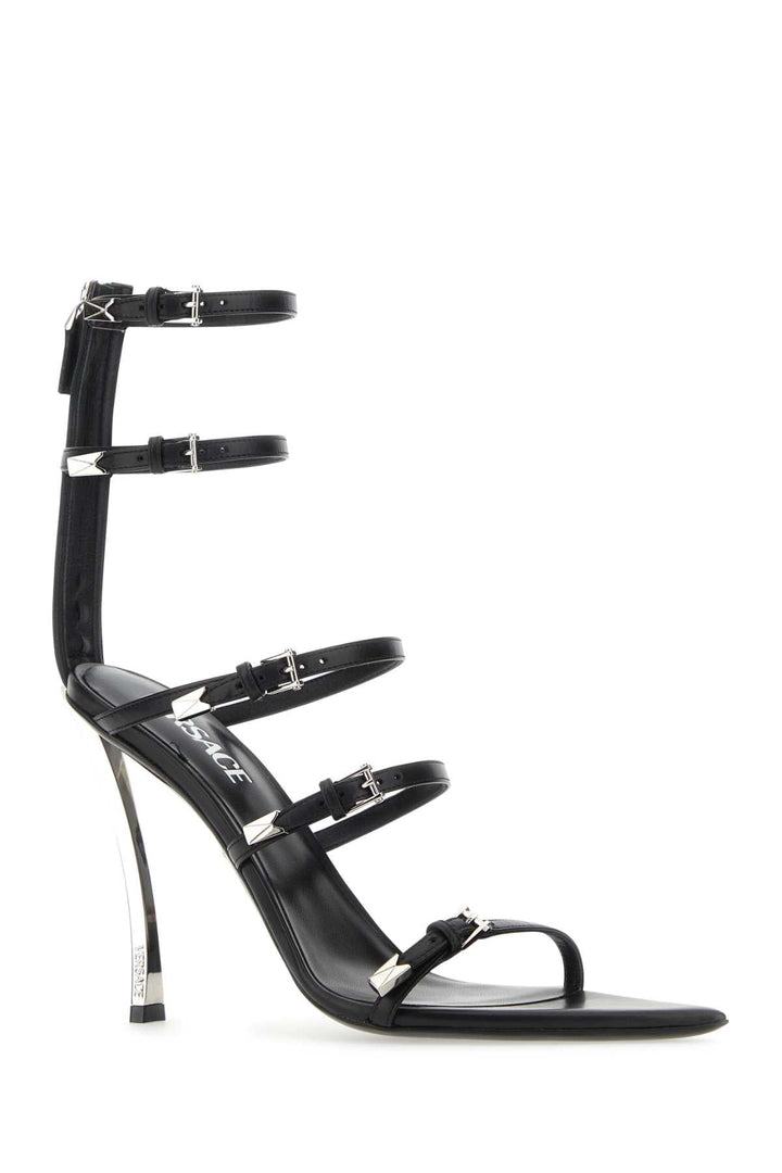 Versace Women Black Leather Sandals