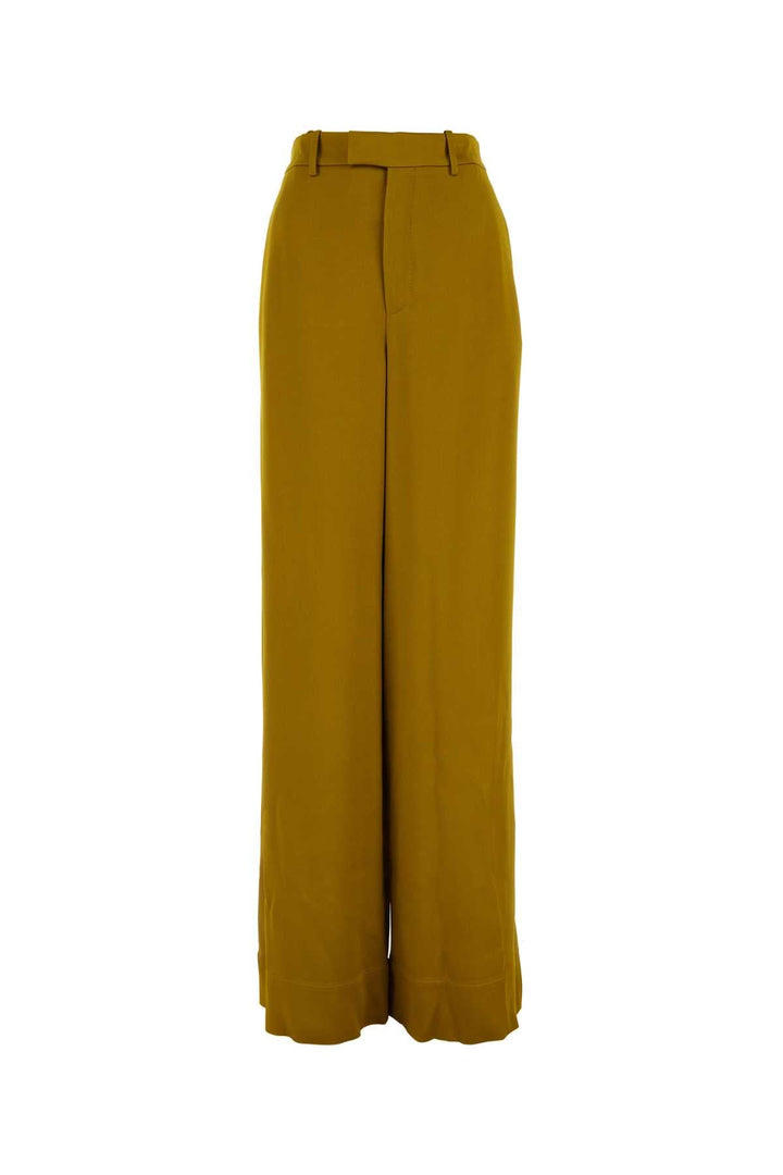 Saint Laurent Women Ochre Satin Wide-Leg Pant