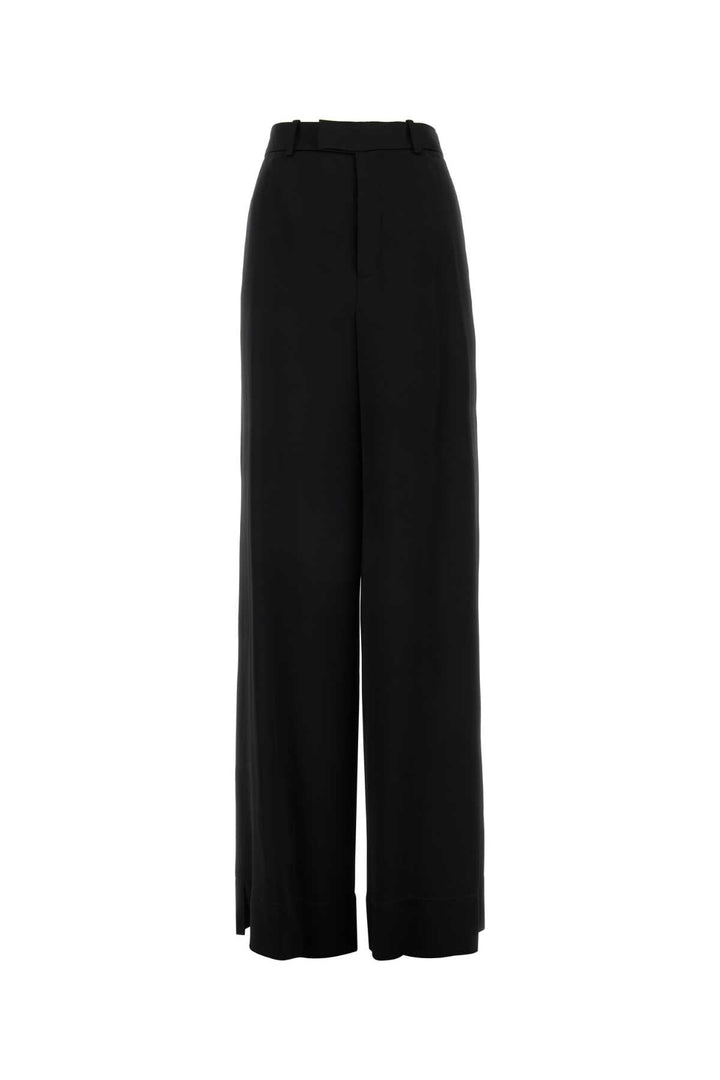 Saint Laurent Women Black Satin Wide-Leg Pant