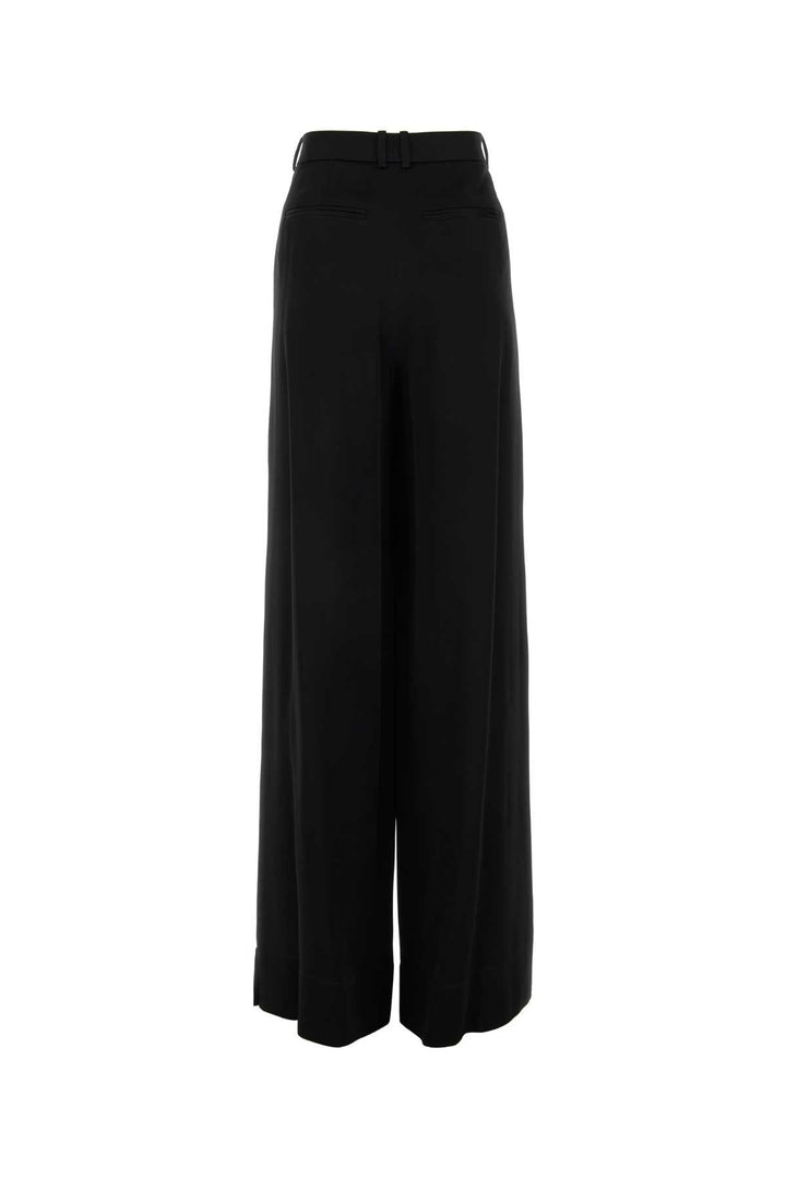 Saint Laurent Women Black Satin Wide-Leg Pant