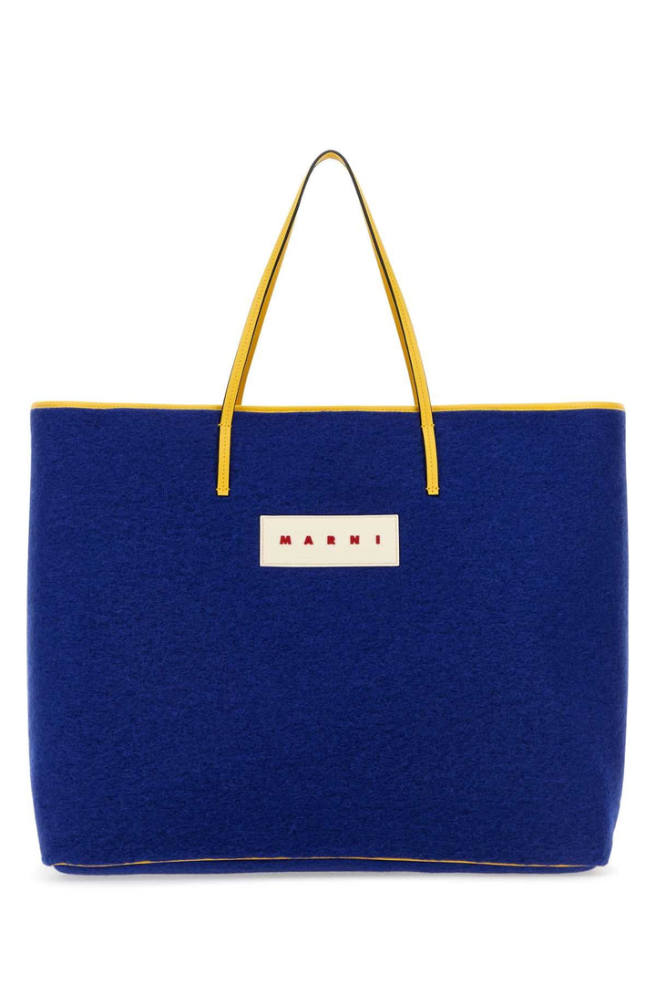Marni Men Blue Felt Medium Janus Shopping Bag