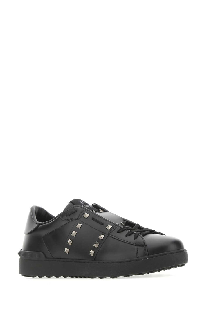 Valentino Garavani Men Black Leather Rockstud Untitled Sneakers