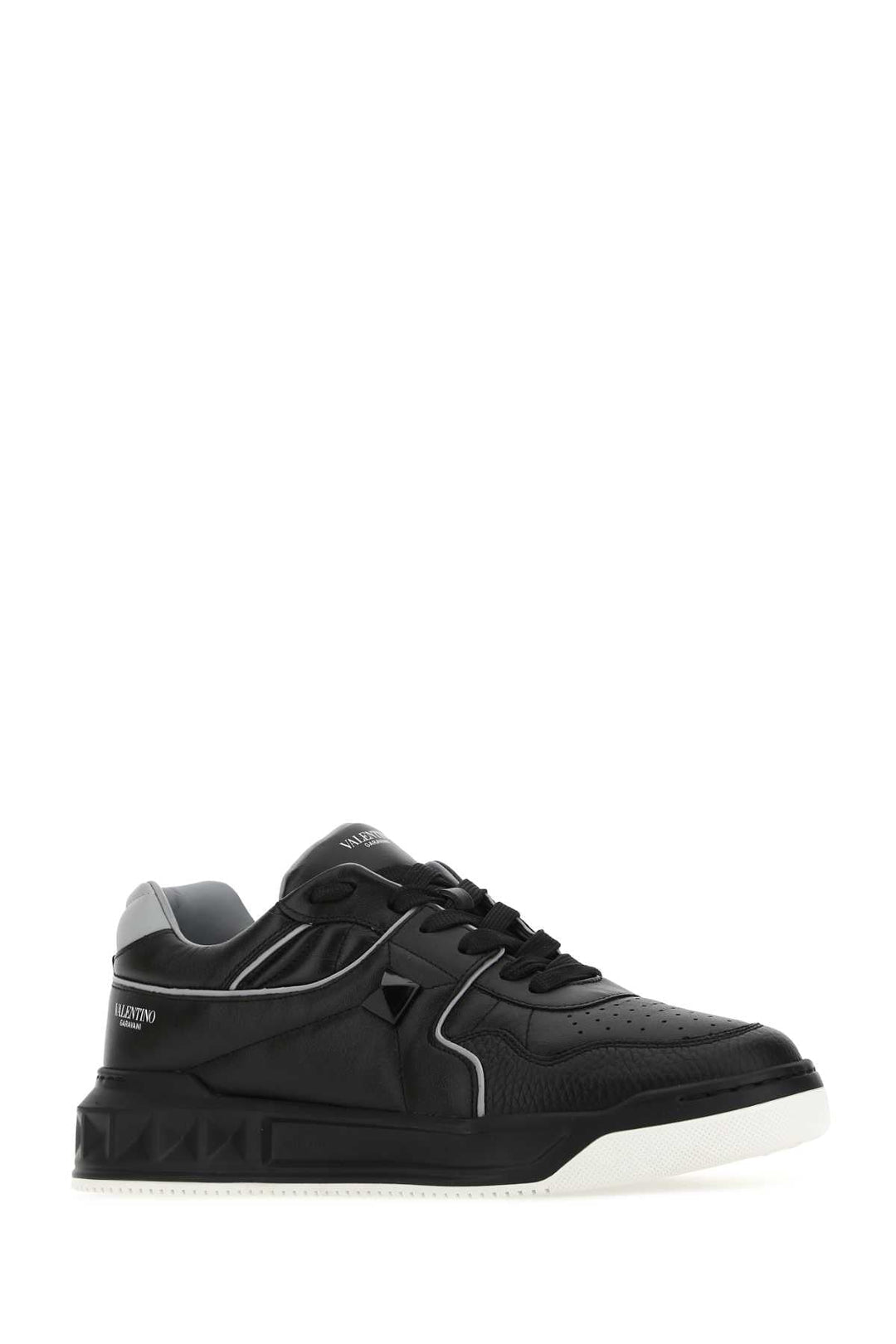 Valentino Garavani Men Black Nappa Leather One Stud Sneakers