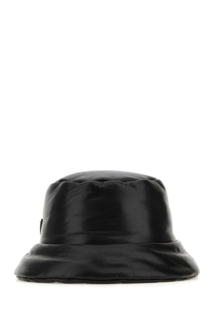 Prada Women Black Nappa Leather Padded Hat