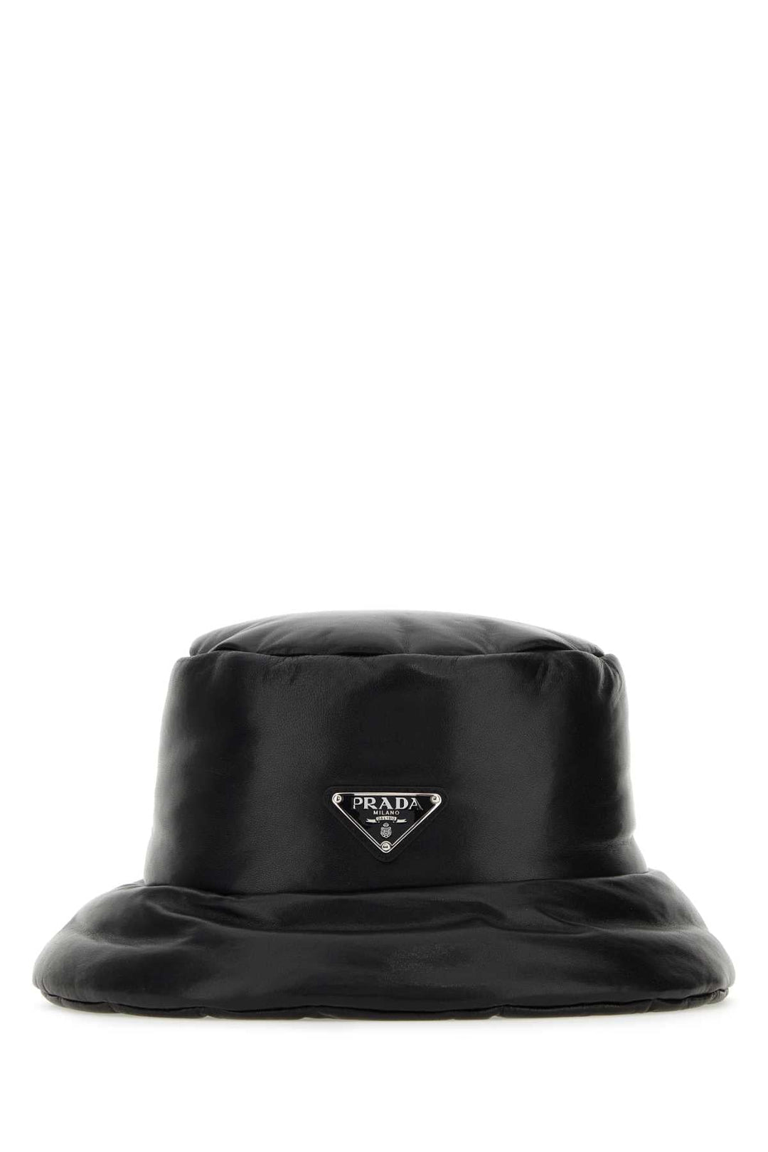 Prada Women Black Nappa Leather Padded Hat