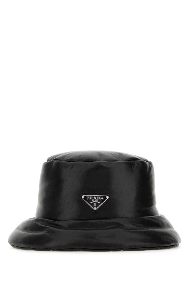 Prada Women Black Nappa Leather Padded Hat