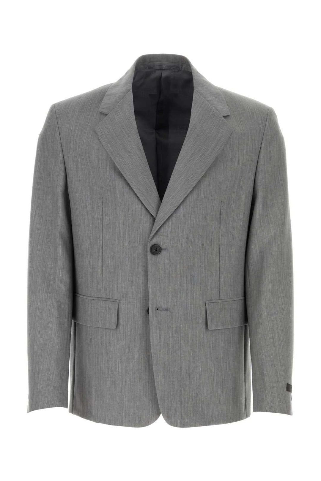 Prada Men Melange Grey Wool Blend Blazer