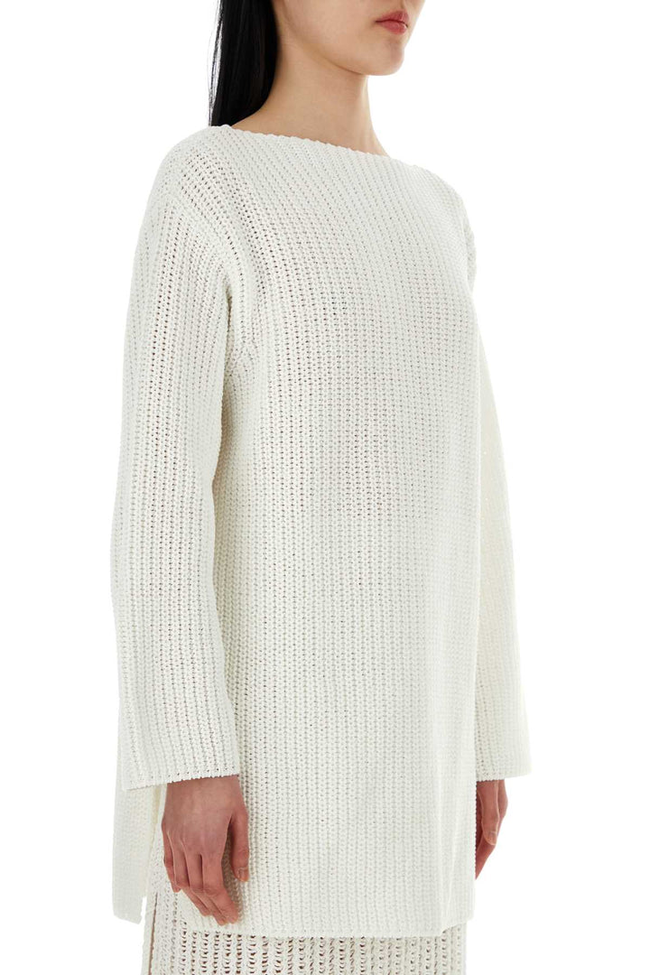 Salvatore Ferragamo Women White Cotton Oversize Sweater