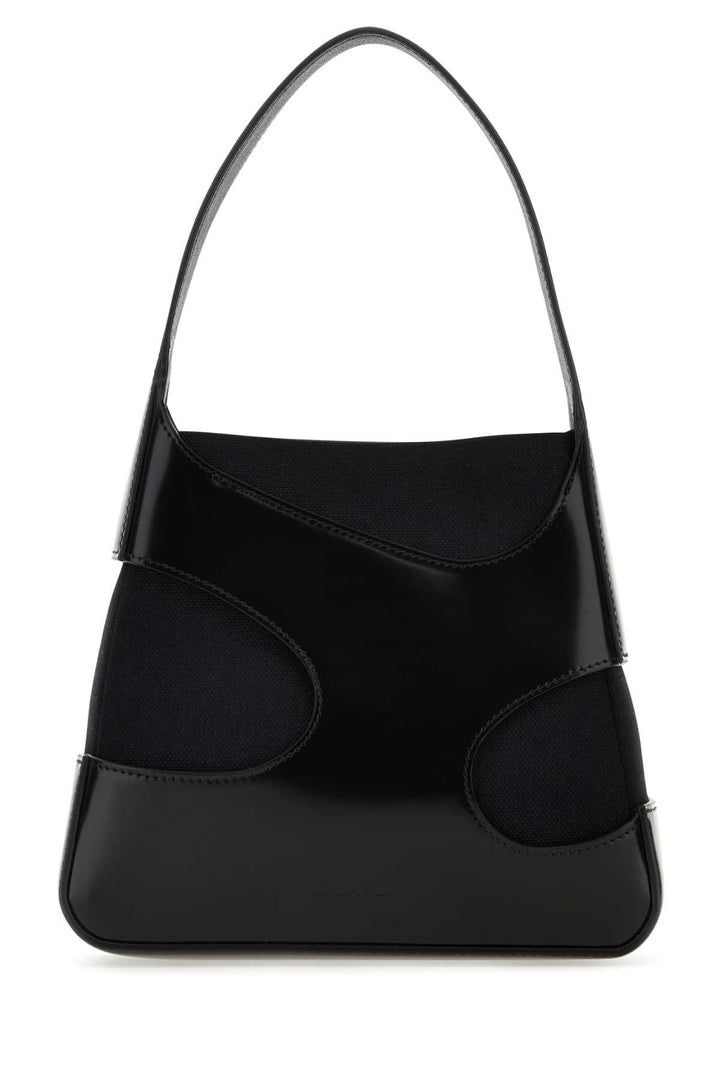 Salvatore Ferragamo Women Black Leather And Canvas Cut Out S Handbag