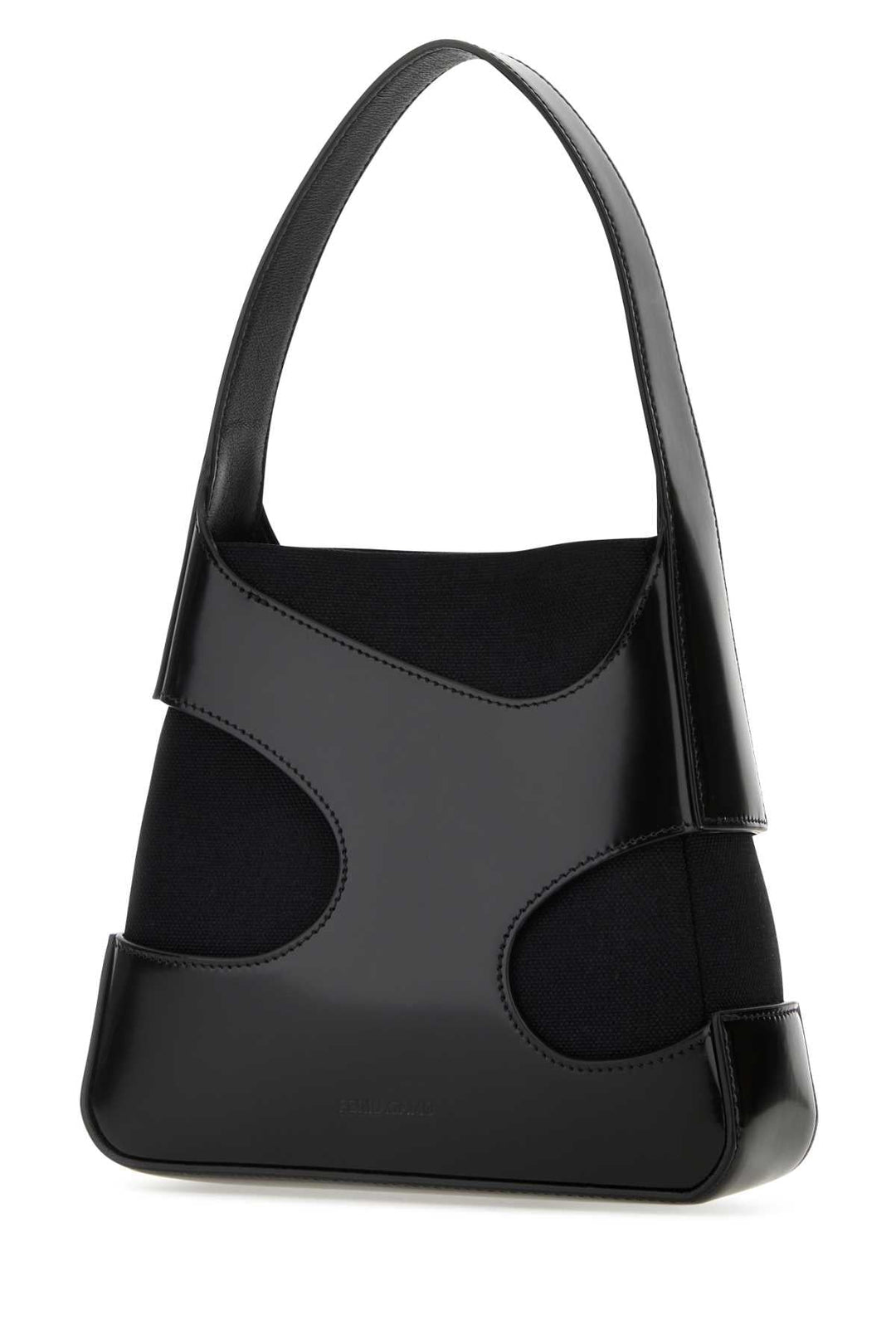Salvatore Ferragamo Women Black Leather And Canvas Cut Out S Handbag