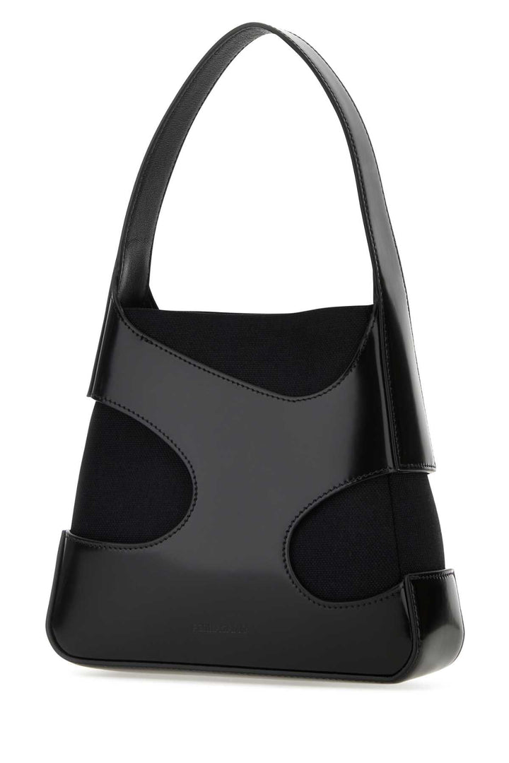 Salvatore Ferragamo Women Black Leather And Canvas Cut Out S Handbag